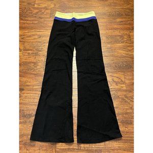 Lululemon 6 Vintage Black Blue Green Wide Leg Flare Yoga Leggings Pant 33 Inseam